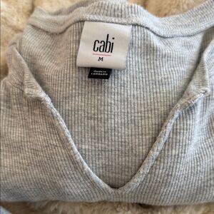 CAbi Women's Light Gray V-Neck Simple tee #4196